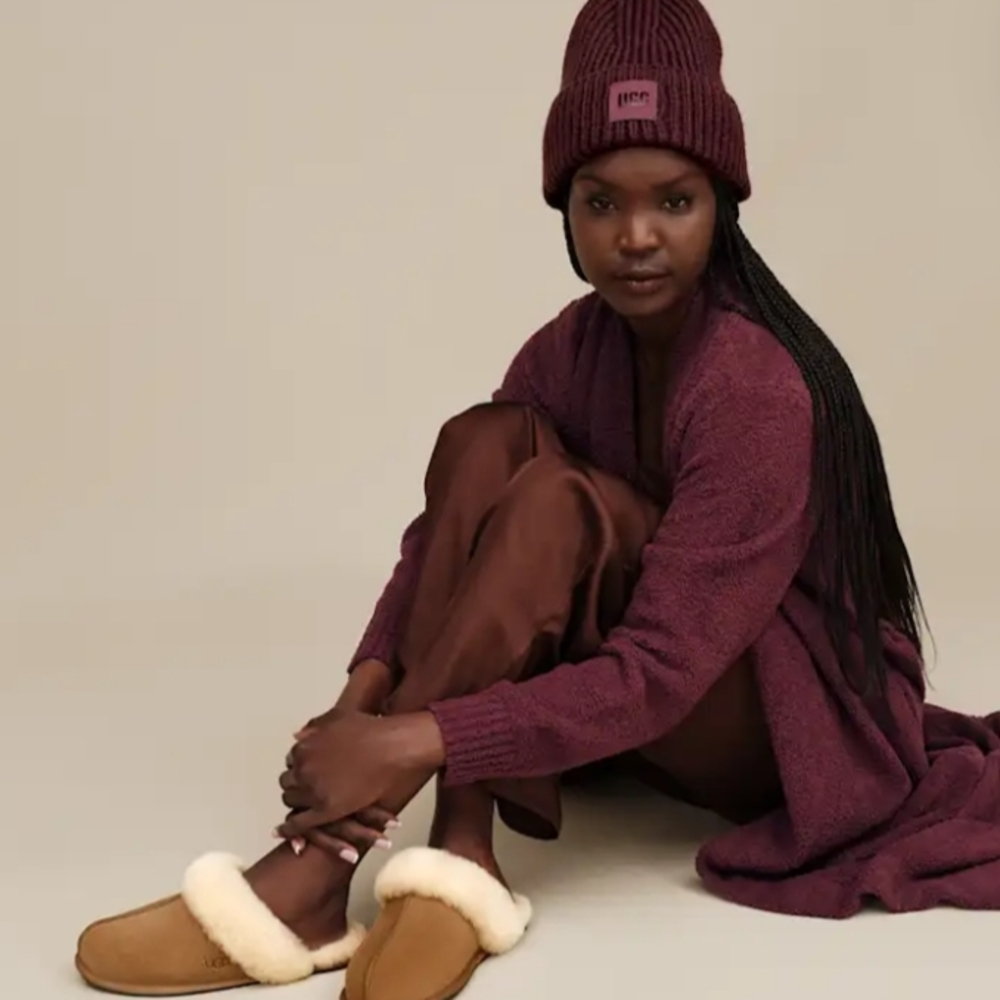 UGG Tan Slippers with Cream Fur